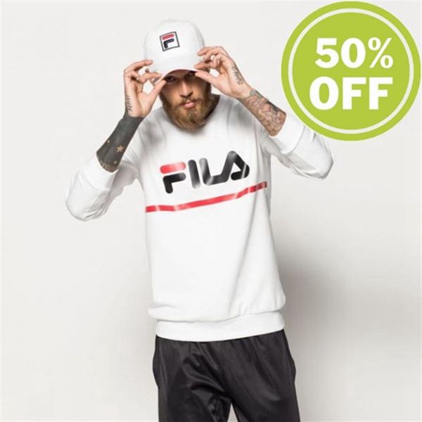 Moletons Fila Homem Branco - Fila Jun Crew Outlet Portugal,ZPVM-31690